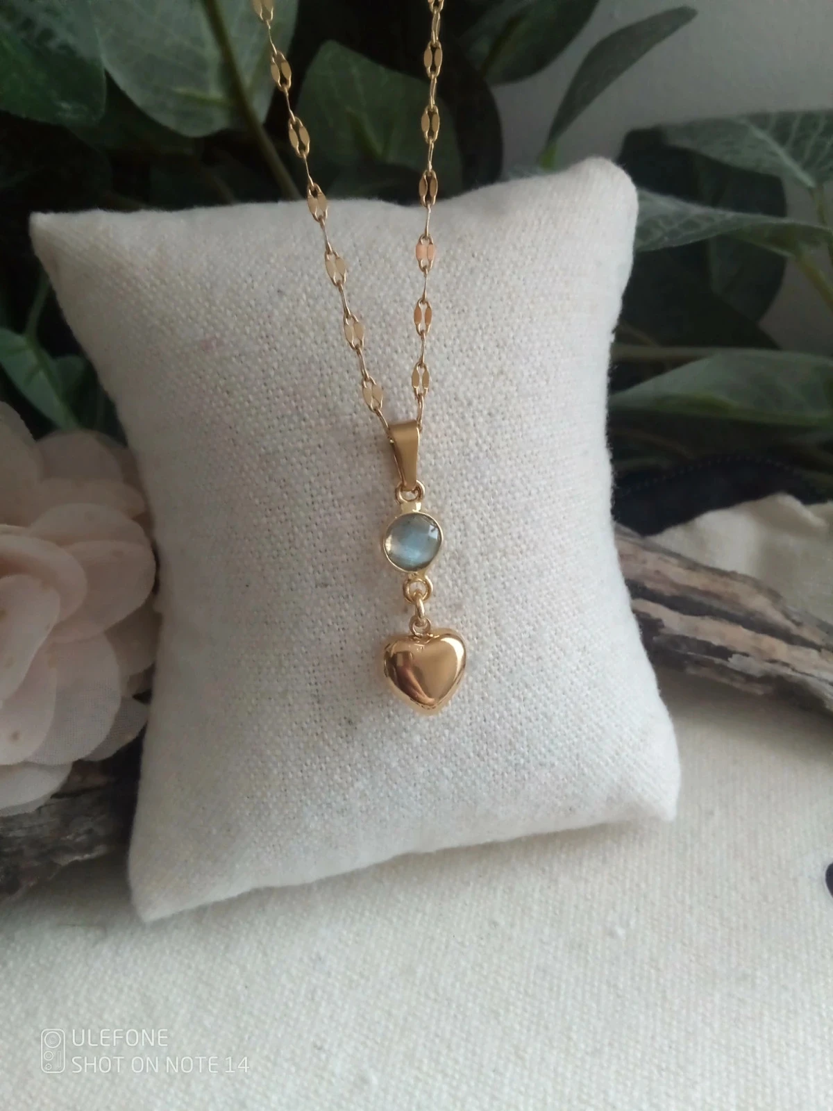 Collier bohème joli cœur labradorite